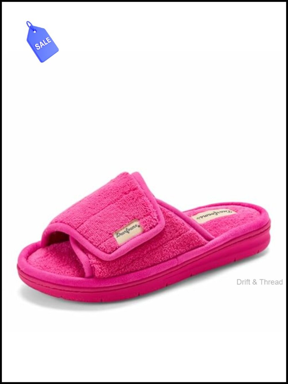 Adjustable Terry Slide Slippers Memory Foam Washable Open Toe